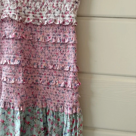 LOVESHACKFANCY x TARGET Adeline Smocked Ruffled Floral Tie Strap Mini Dress - Picture 5 of 9